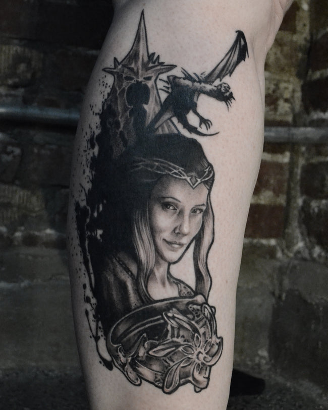 realistic black and grey leg piece – Lady Galadriel and Nazgul from The Lord of the Rings